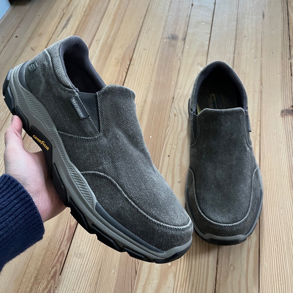Skechers Mens 14 Extra Wide Fit Respected Fallston Gray Loafers US 204387WW